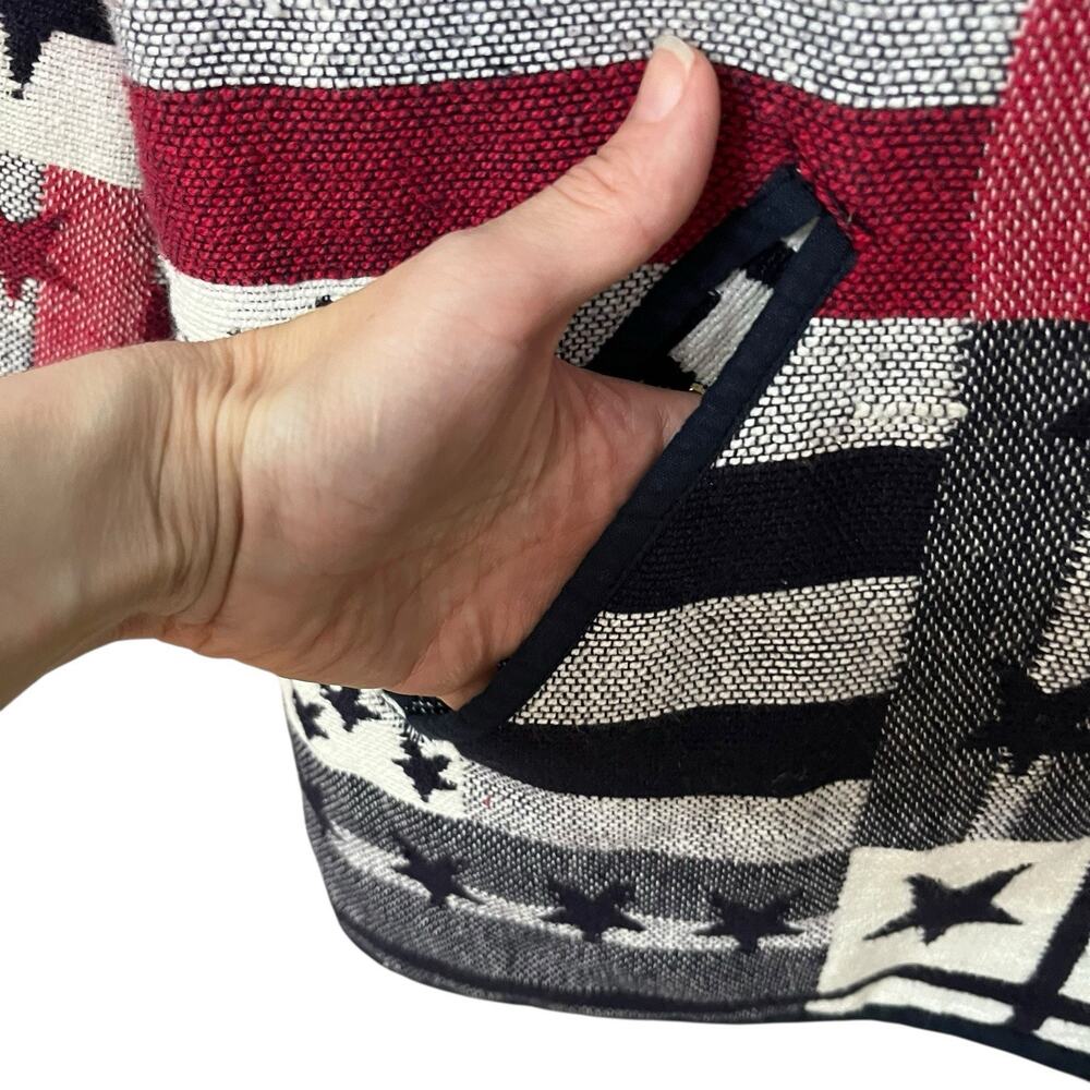 90s VTG American Flag Print Tapestry Jacket Size 26/28 Fourth Of July Patriotic - Picture 4 of 6